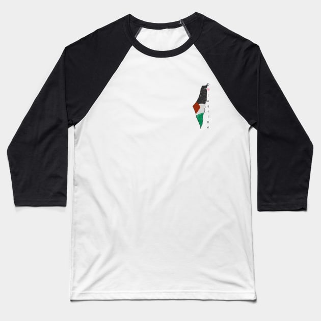 Palestine Map Baseball T-Shirt by LilbrownieA